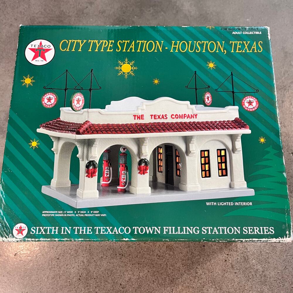 Houston Texaco City Type Porcelain Gas Station Rare edition 2001 Christmas Decor